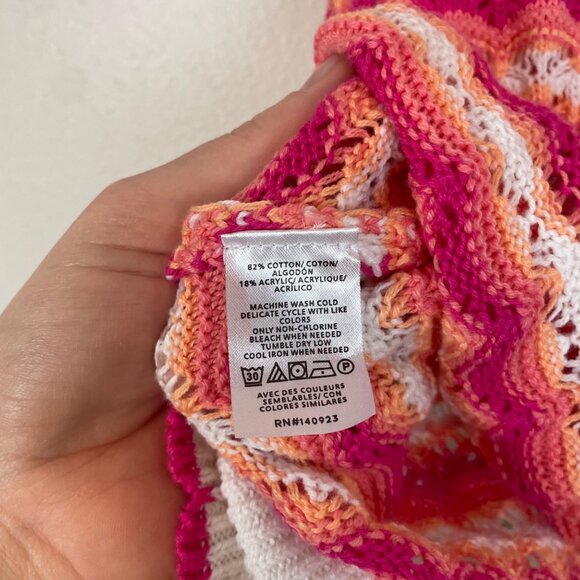 NWT Loft Women's S Pink White Scalloped Halter Sweater Sleeveless Summer 70s - Picture 6 of 9